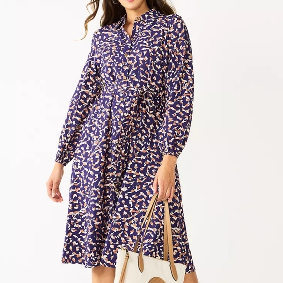 Nine West Dresses & Skirts - Nine West Blue and Pink Midi Dress